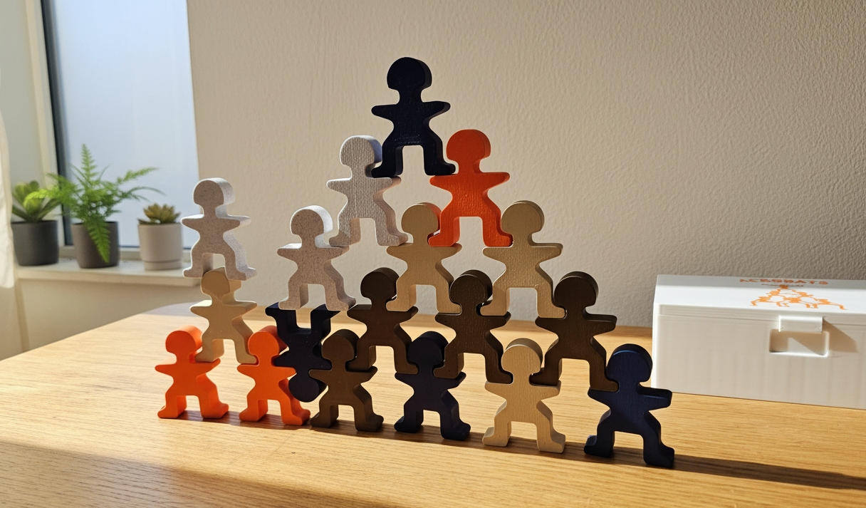 Colorful wooden stacking figures — Ludofab educational toys